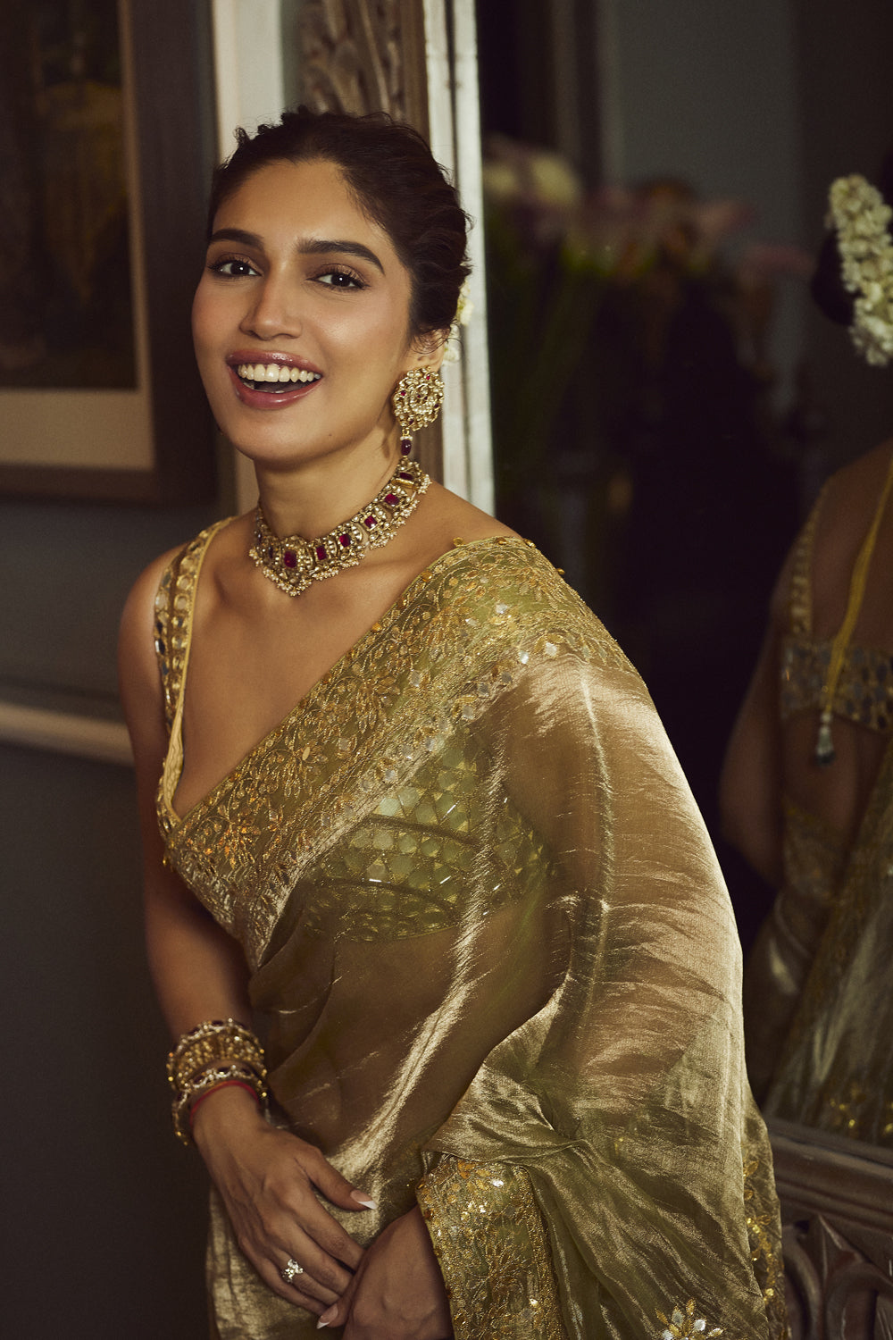 Bhumi Pednekar in Saanjh Sheesh Saree Set