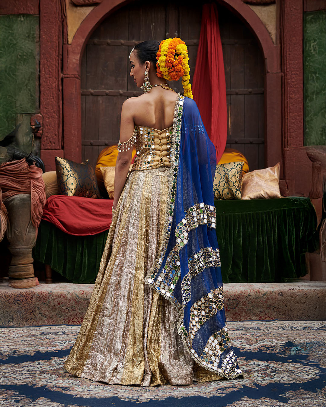 Chandi Sona Sheesh Lampi Lehenga and Cape Set