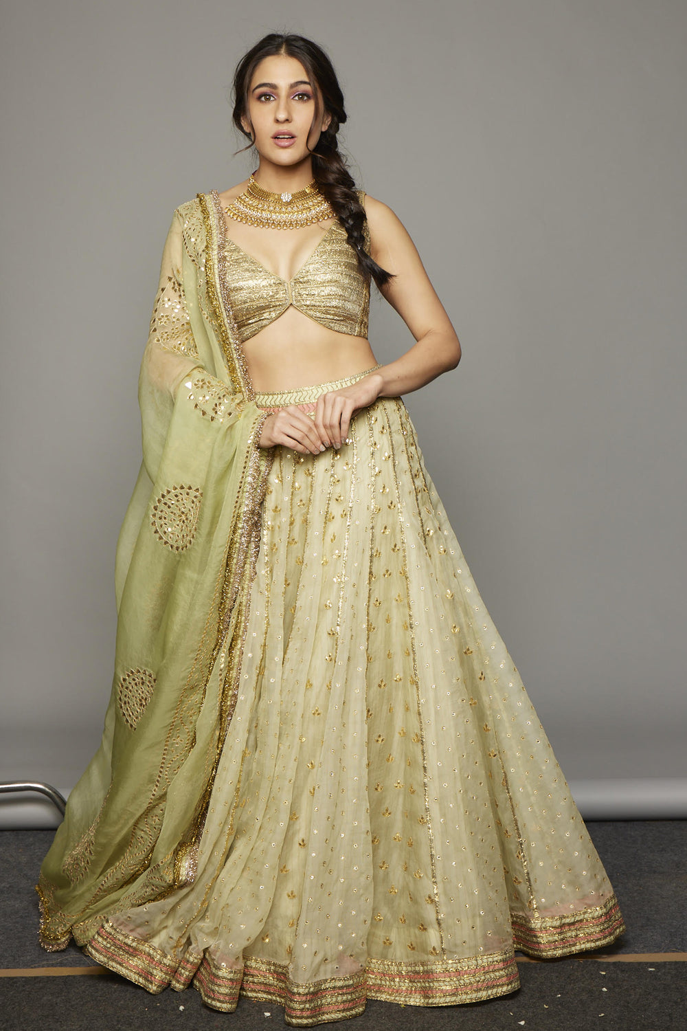 Sara Ali Khan in Lehja Lehenga Set