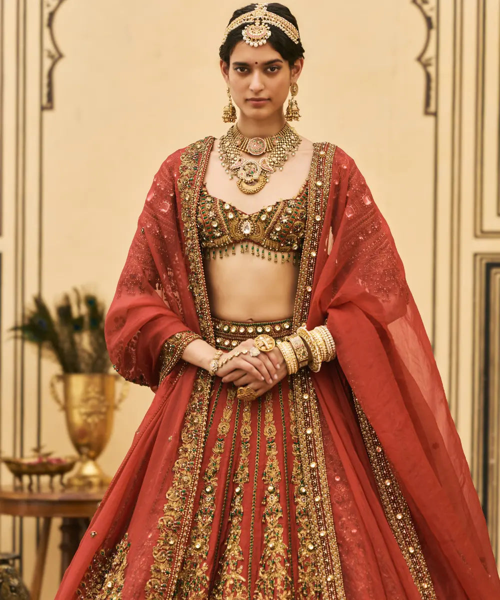 Sindoori Raw Silk Lehenga Set