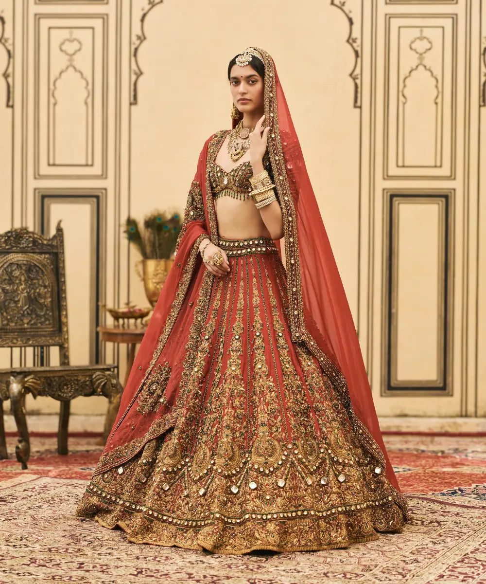 Sindoori Raw Silk Lehenga Set