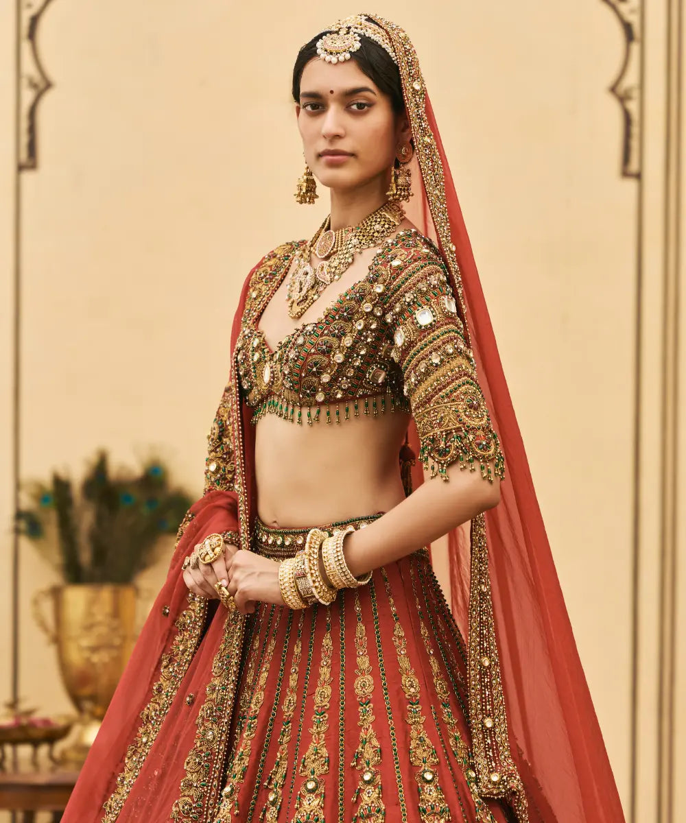 Sindoori Raw Silk Lehenga Set