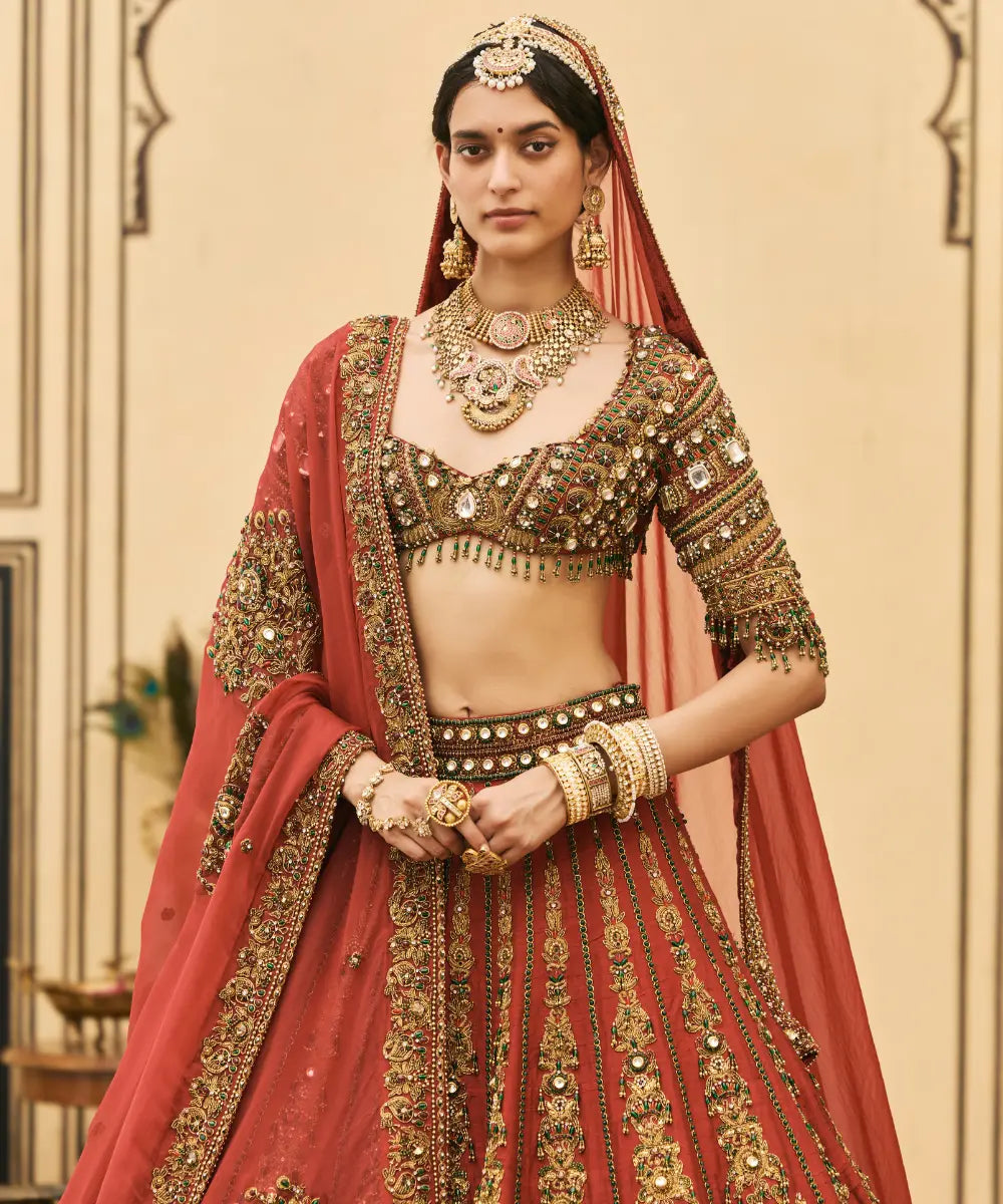 Sindoori Raw Silk Lehenga Set