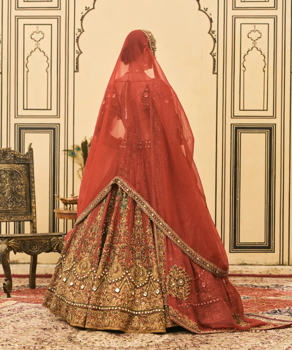 Sindoori Raw Silk Lehenga Set