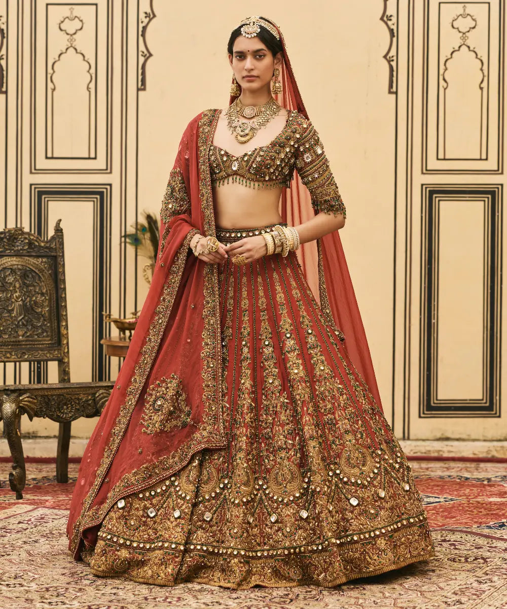 Sindoori Raw Silk Lehenga Set