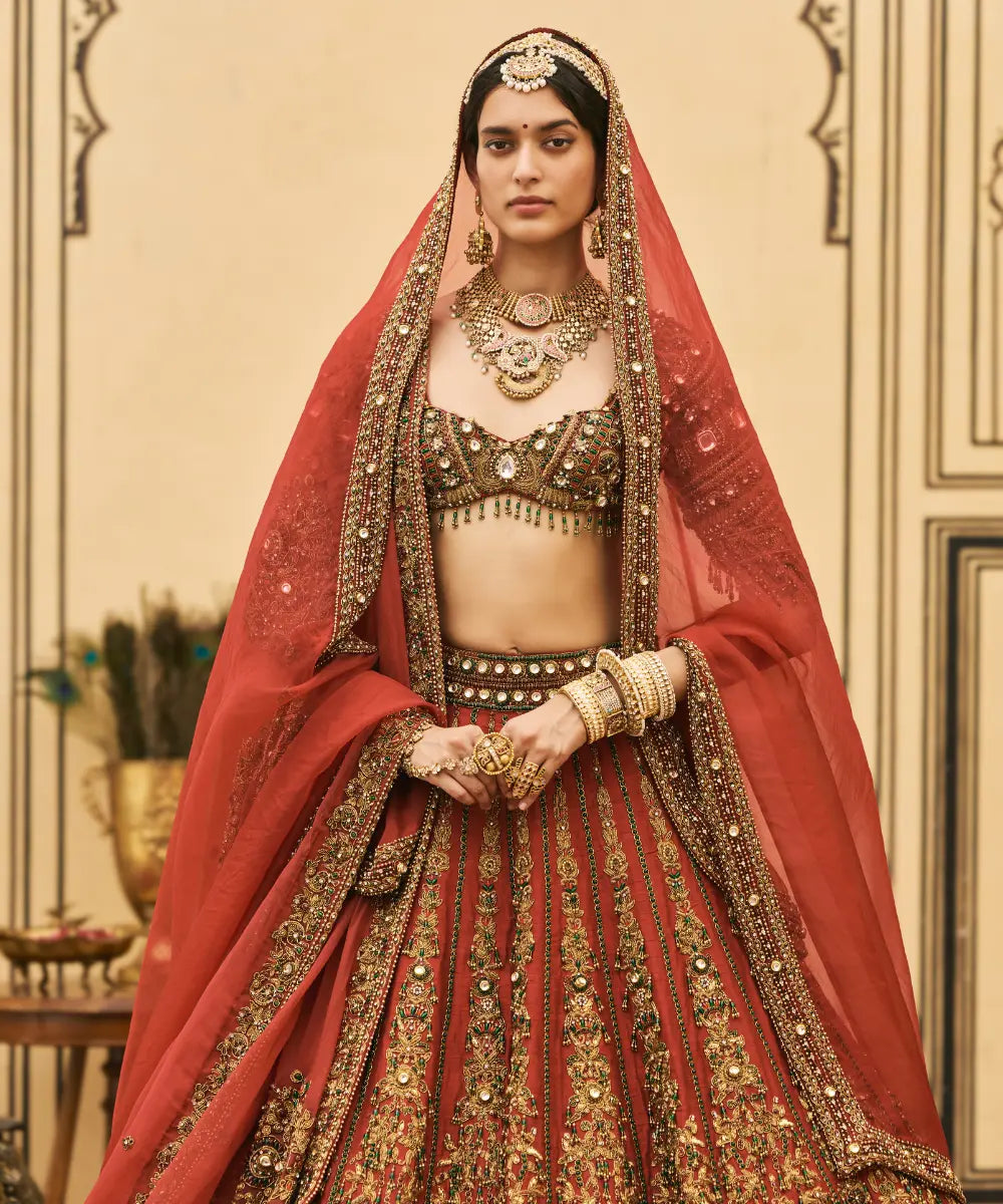 Sindoori Raw Silk Lehenga Set