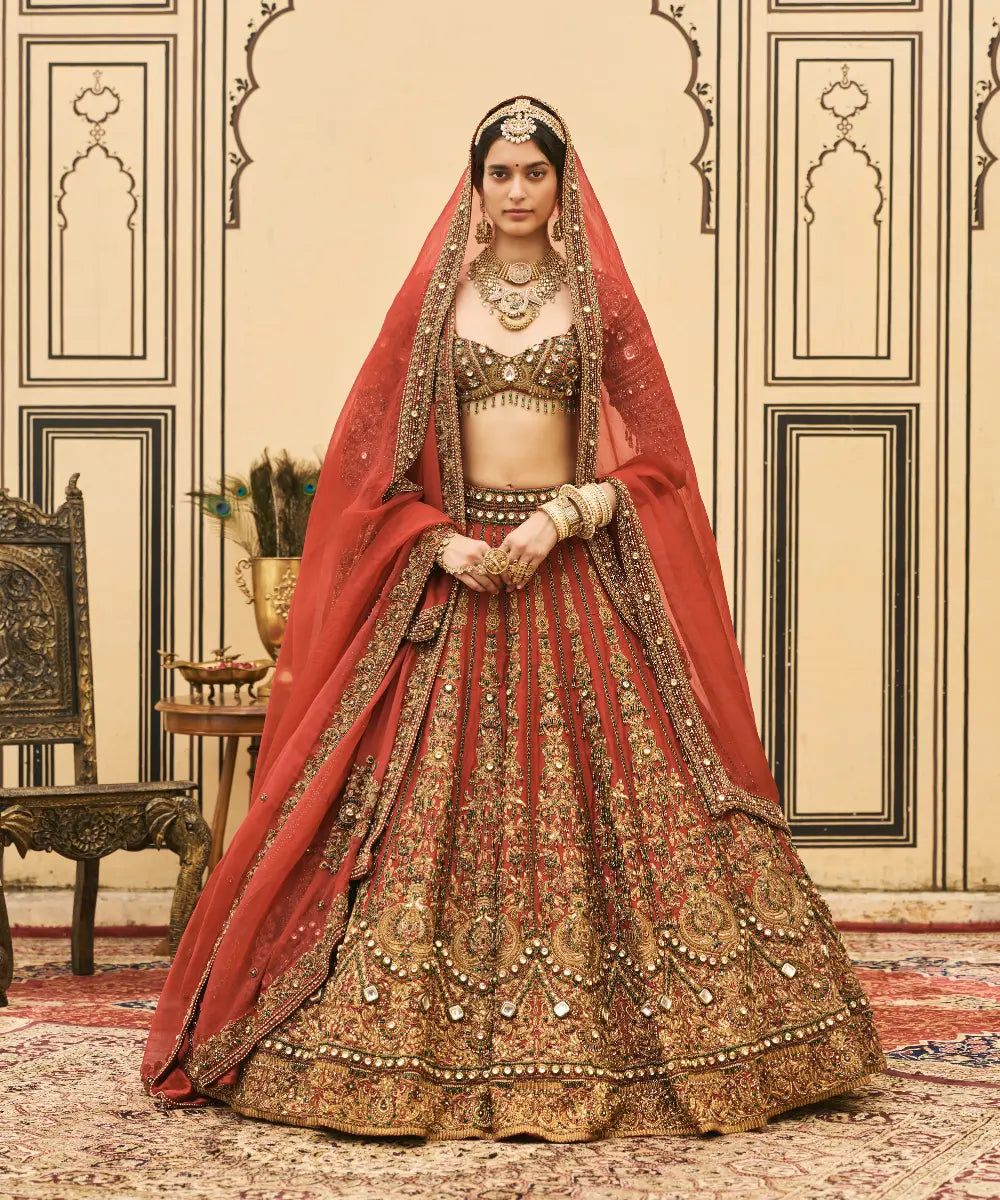Sindoori Raw Silk Lehenga Set