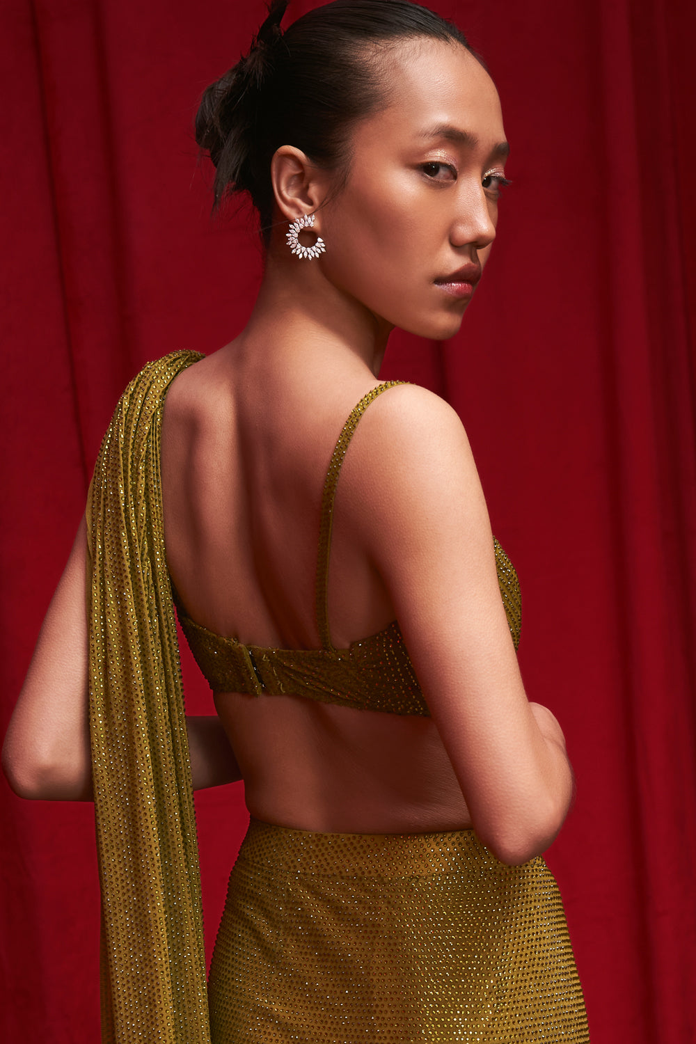 Olive Opulence Corset Saree