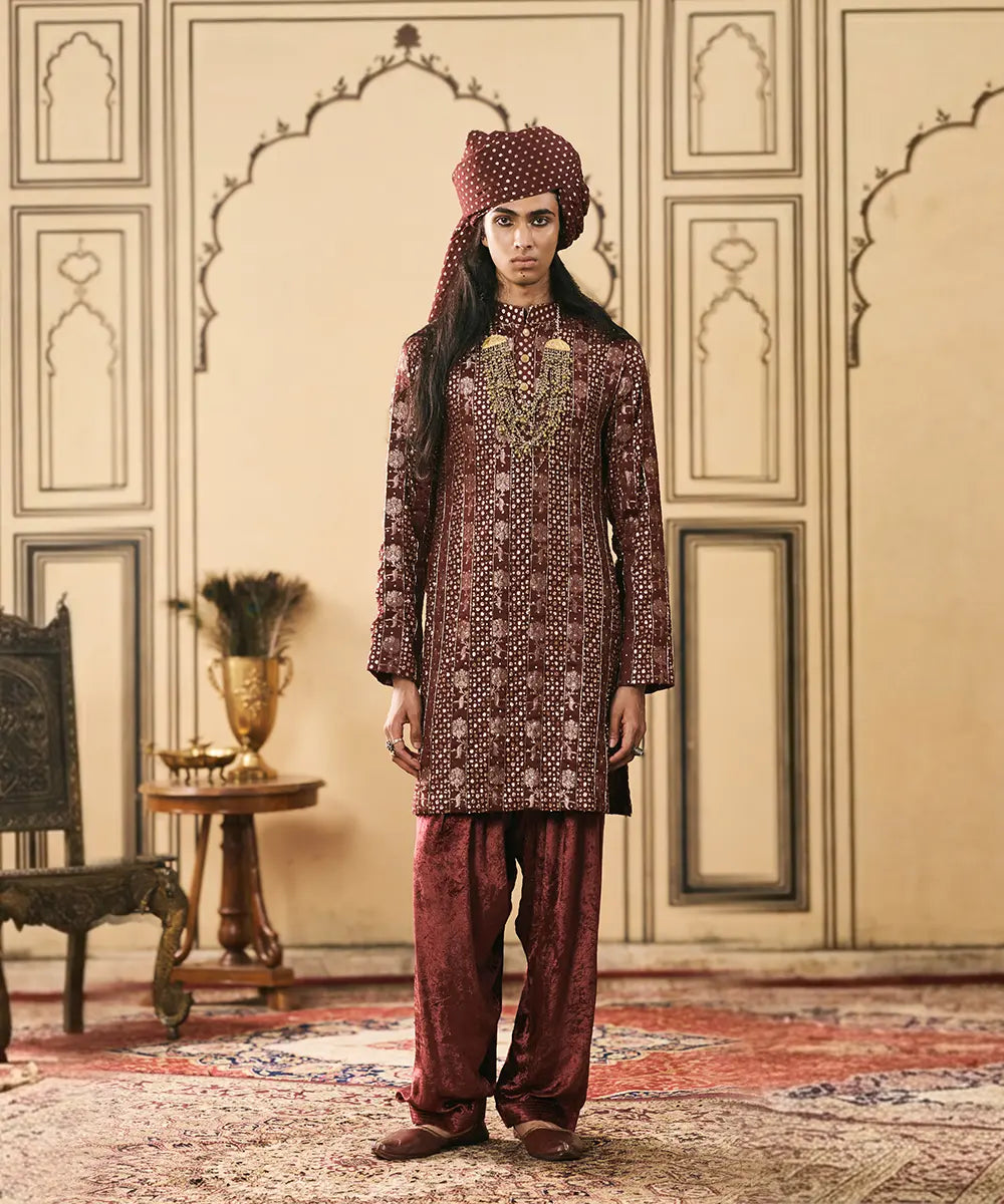 Maroonya Chanderi Brocade Velvet Kurta Set