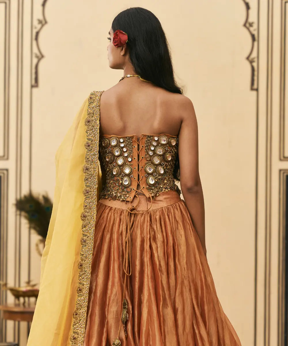 Narangi Tissue Brocade Lehenga Set