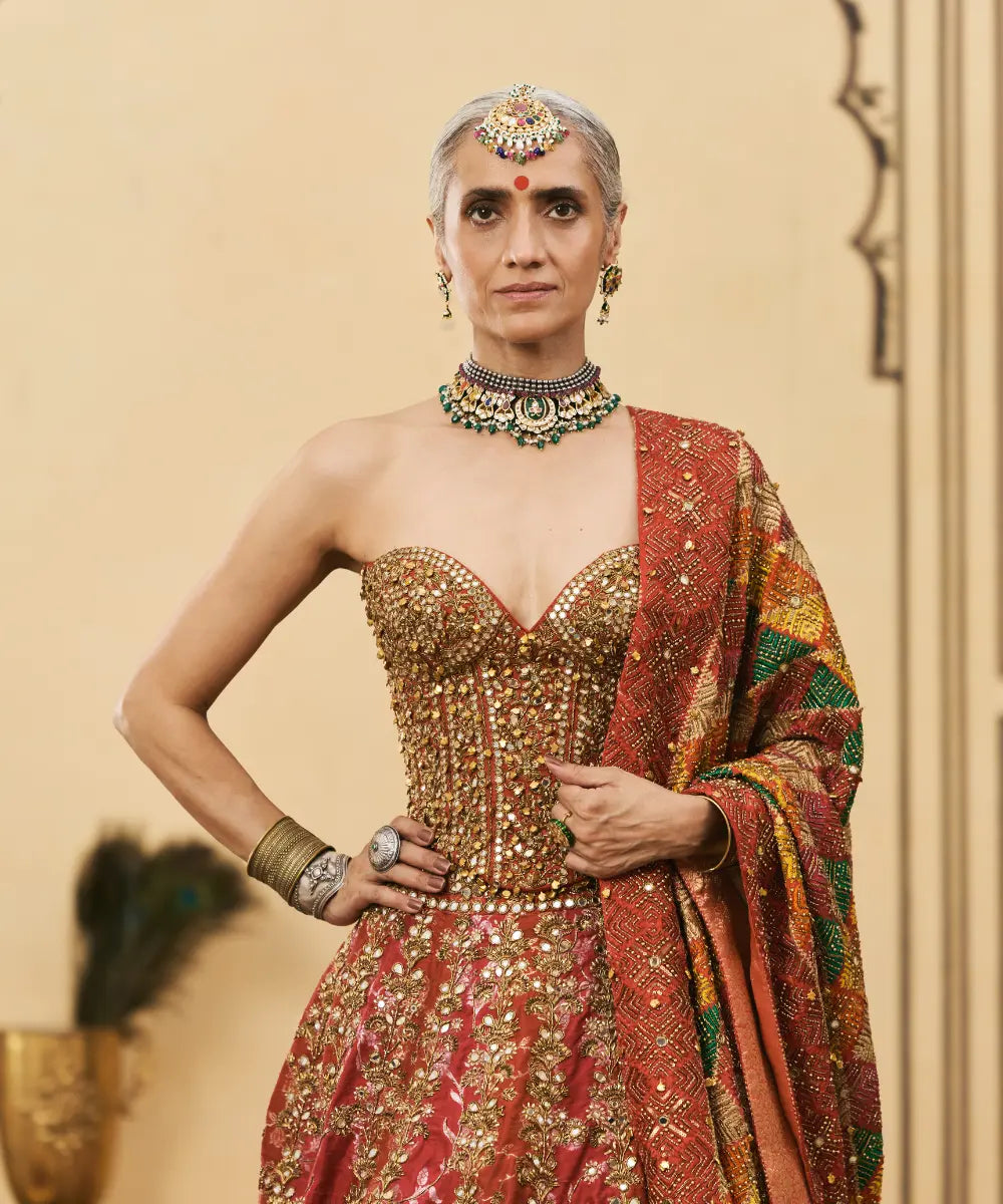 Do-Rang Brocade Gota Lehenga Set