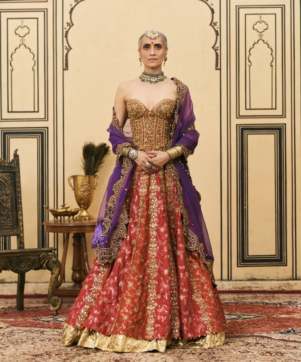 Do-Rang Brocade Gota Lehenga Set