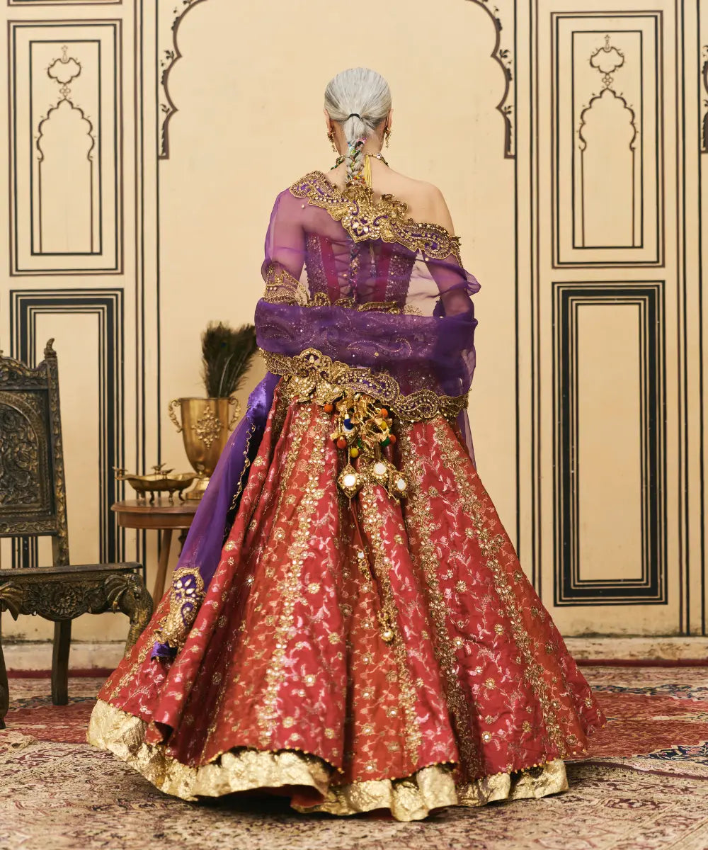 Do-Rang Brocade Gota Lehenga Set