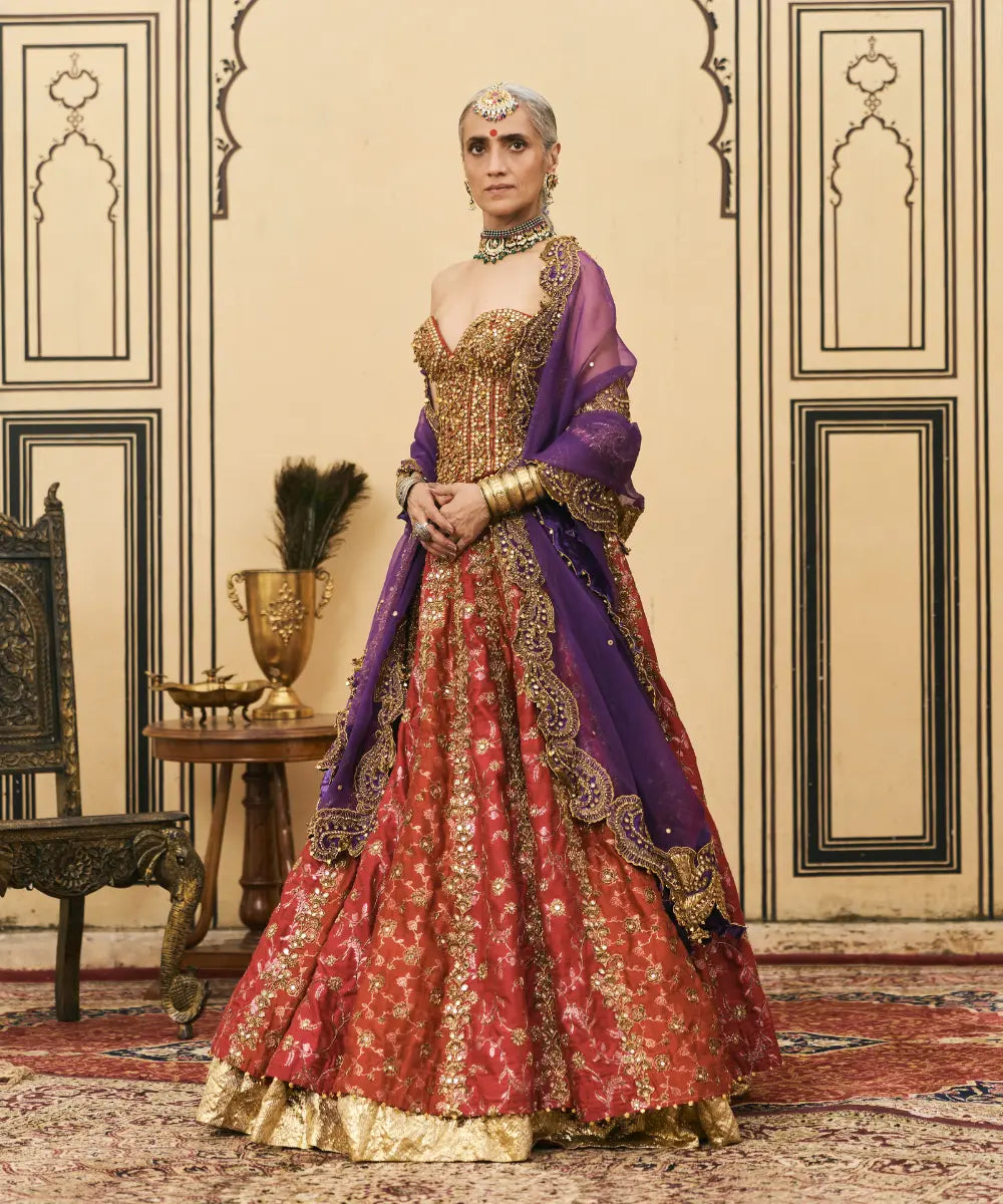 Do-Rang Brocade Gota Lehenga Set