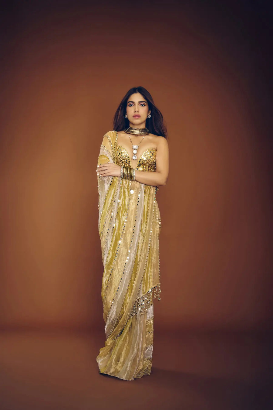 Bhumi Pednekar in Kanakjyoti Saree Set