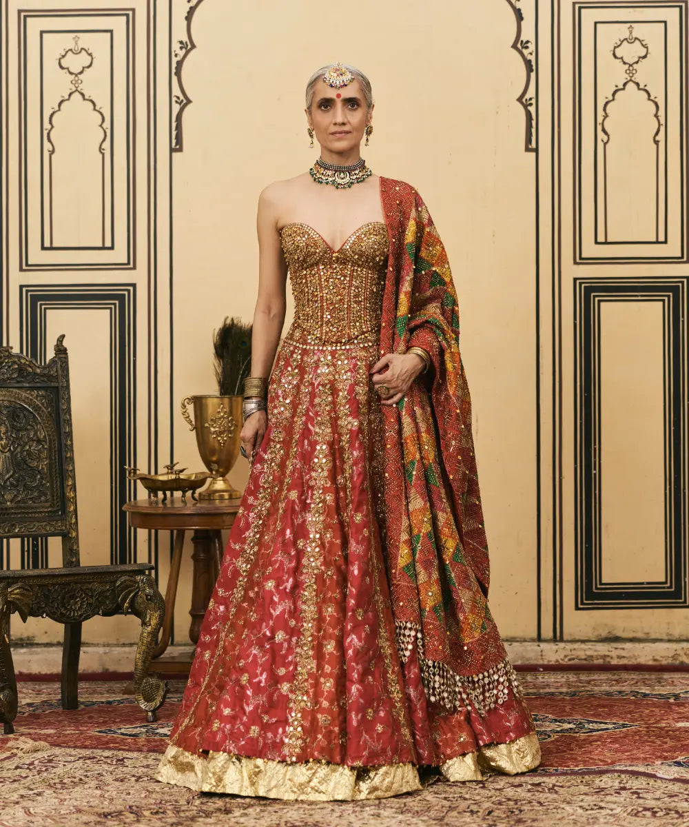 Do-Rang Brocade Gota Lehenga Set