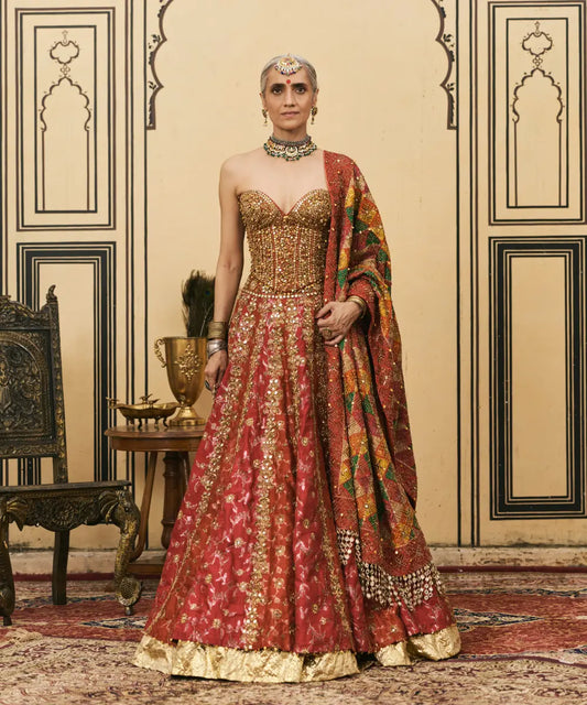 Do-Rang Brocade Gota Lehenga Set