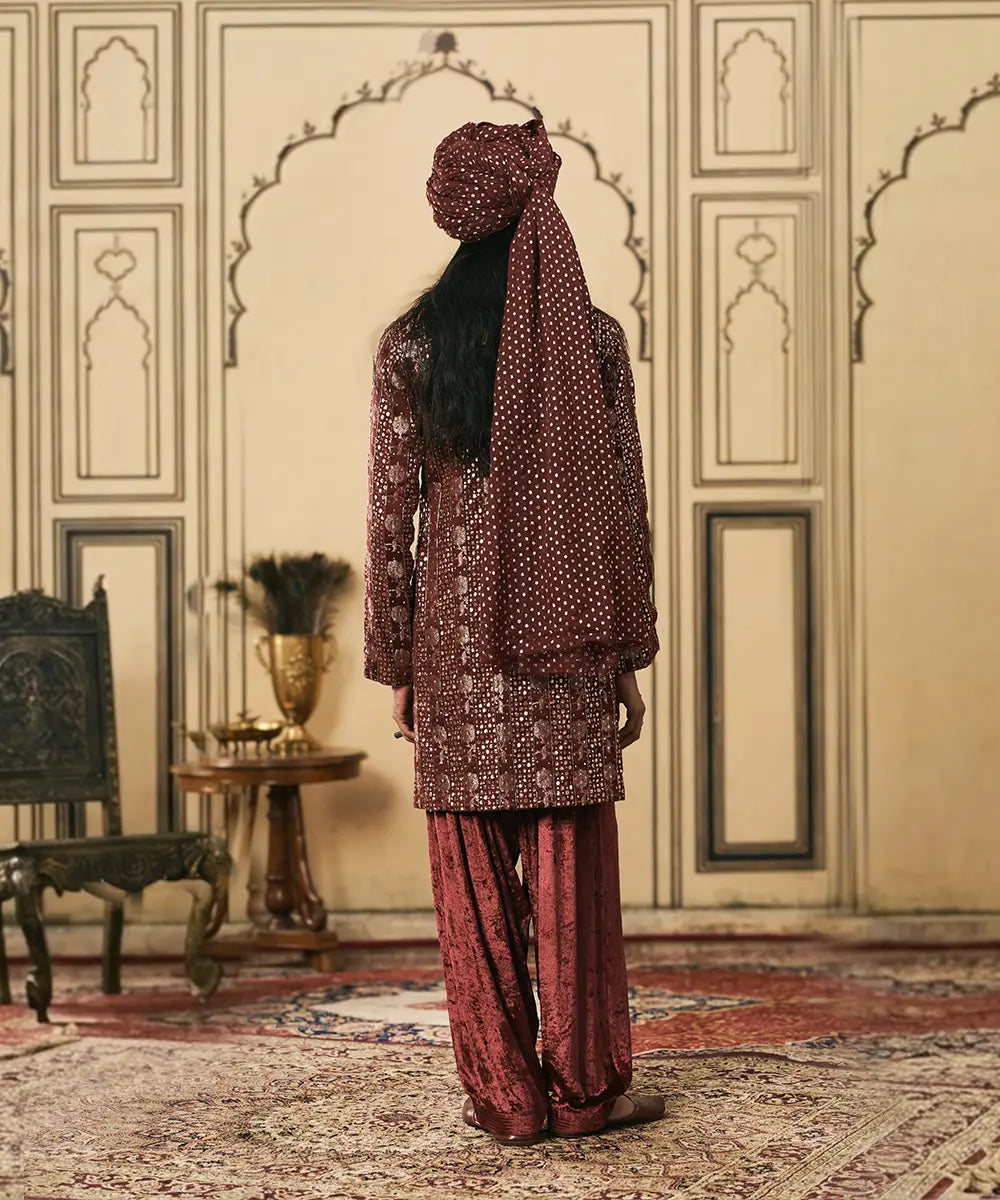 Maroonya Chanderi Brocade Velvet Kurta Set