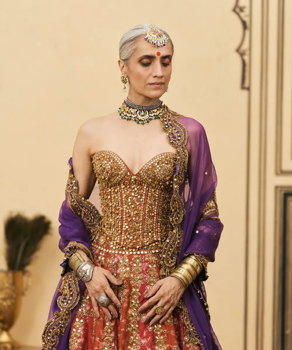 Do-Rang Brocade Gota Lehenga Set