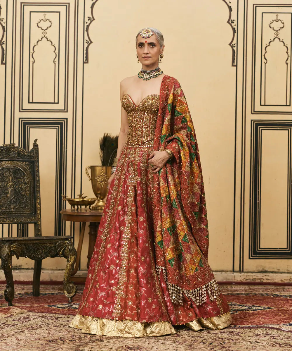 Do-Rang Brocade Gota Lehenga Set