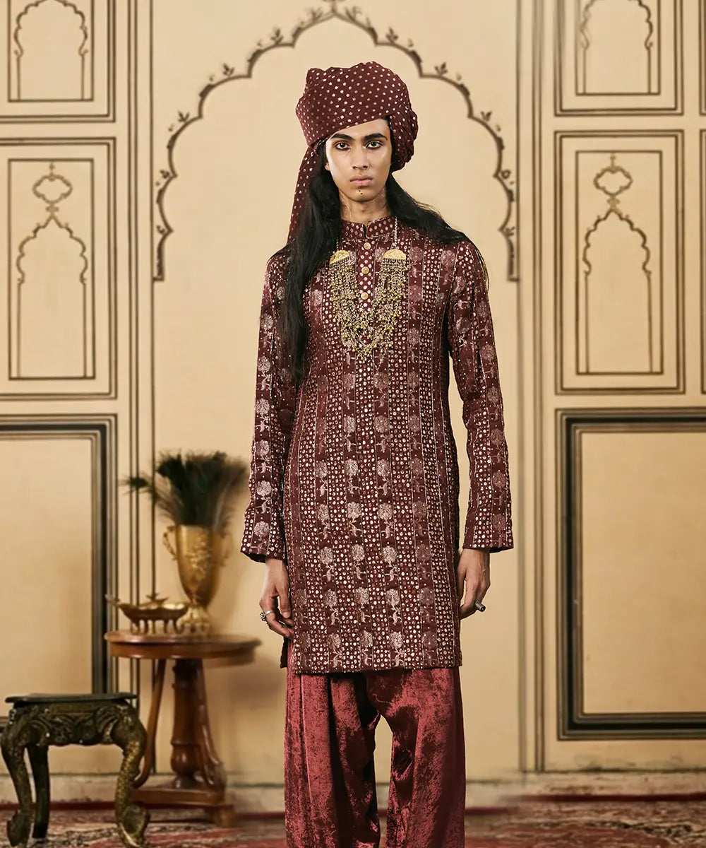 Maroonya Chanderi Brocade Velvet Kurta Set