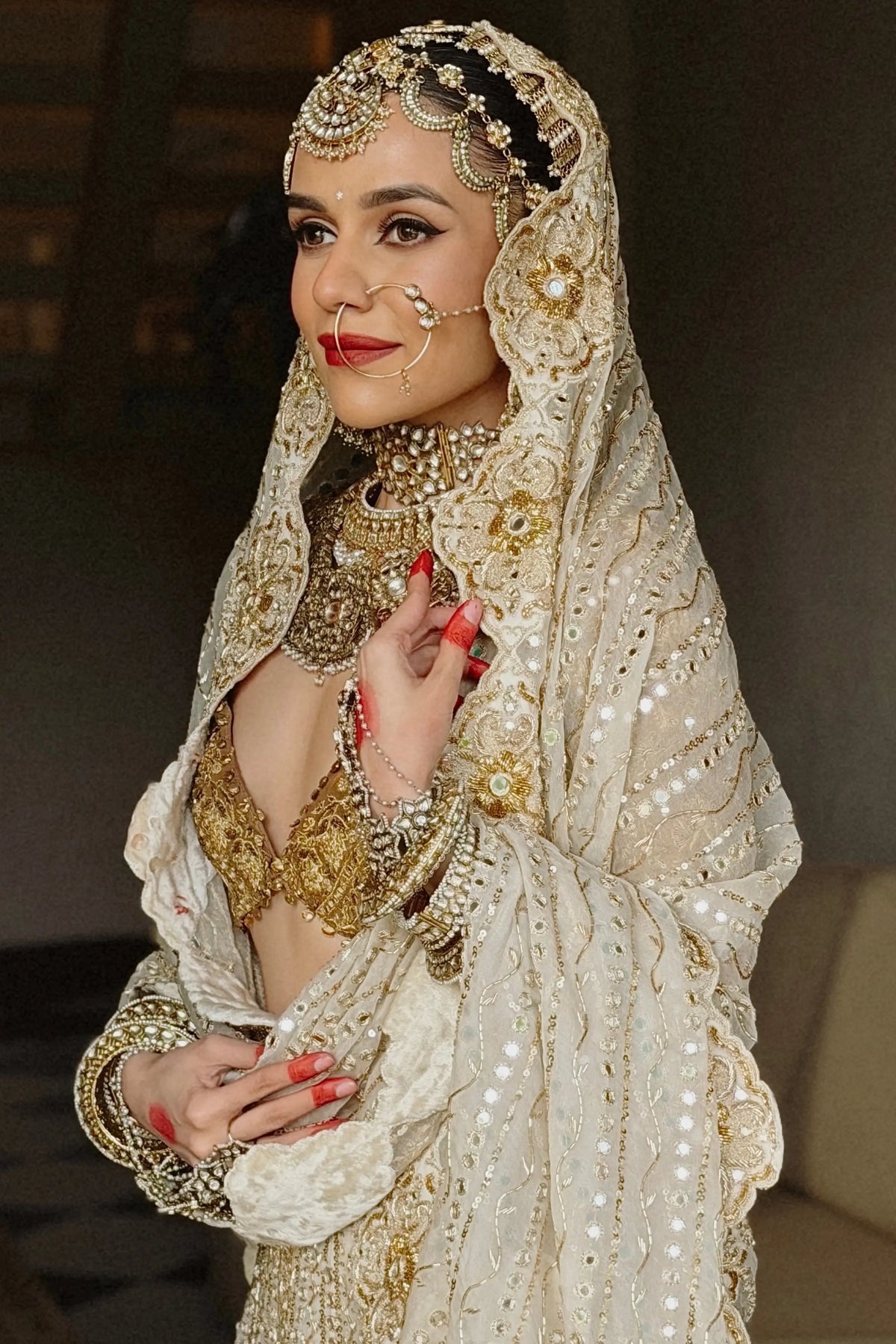 Komal pandey in Shahi Saaz Lehenga Set