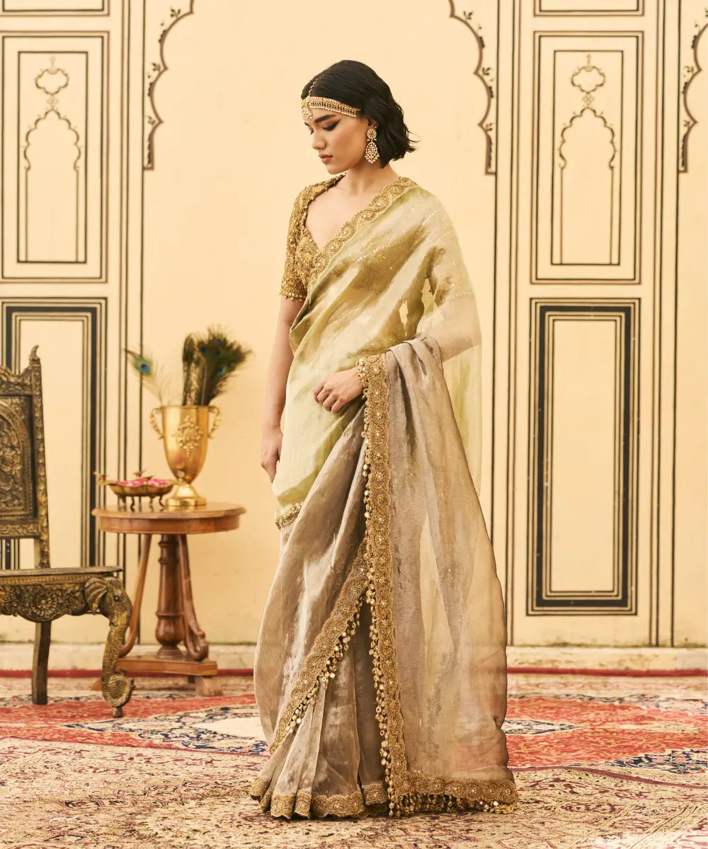 Shyama Tissue Zardosi Saree Set