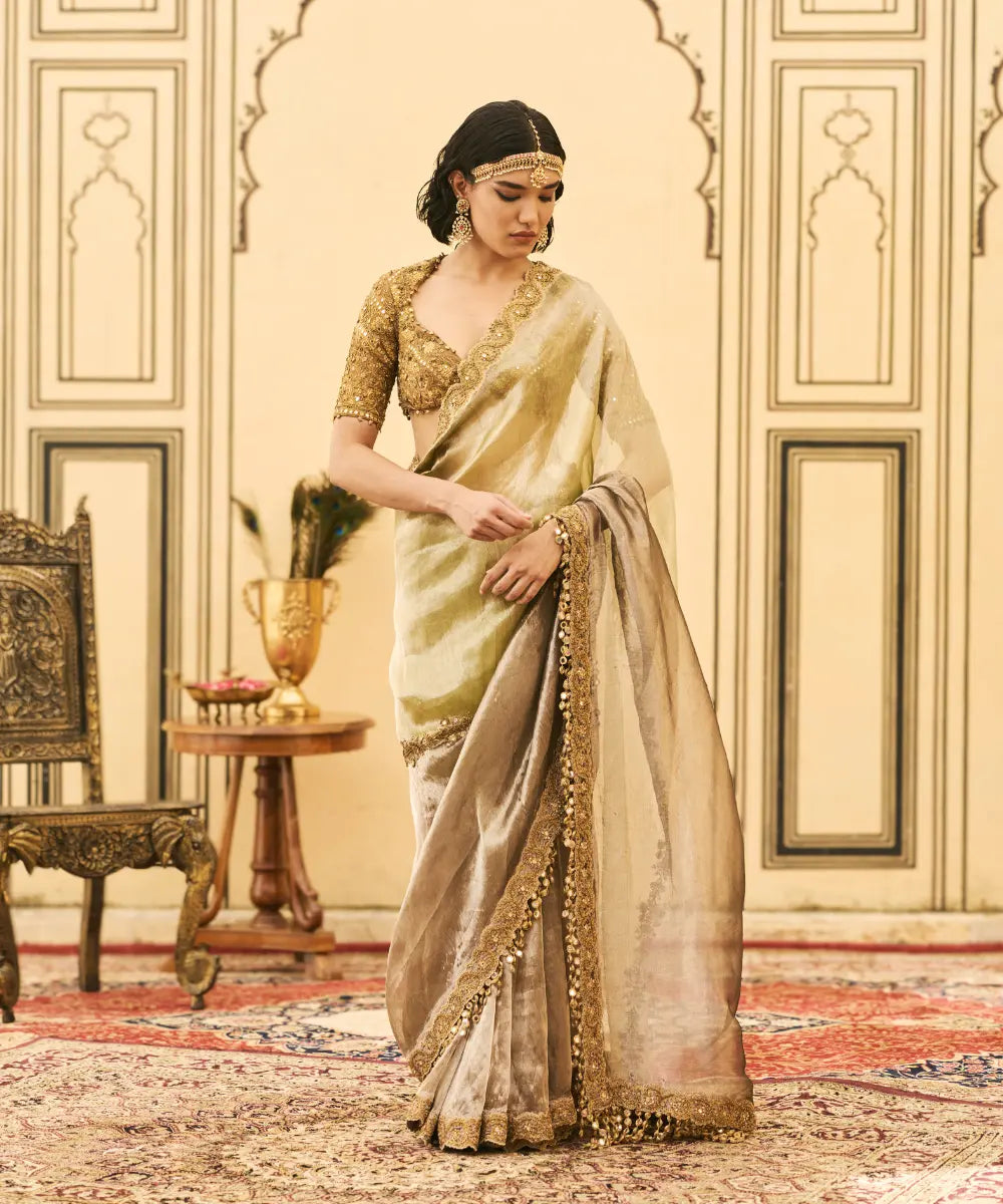 Shyama Tissue Zardosi Saree Set