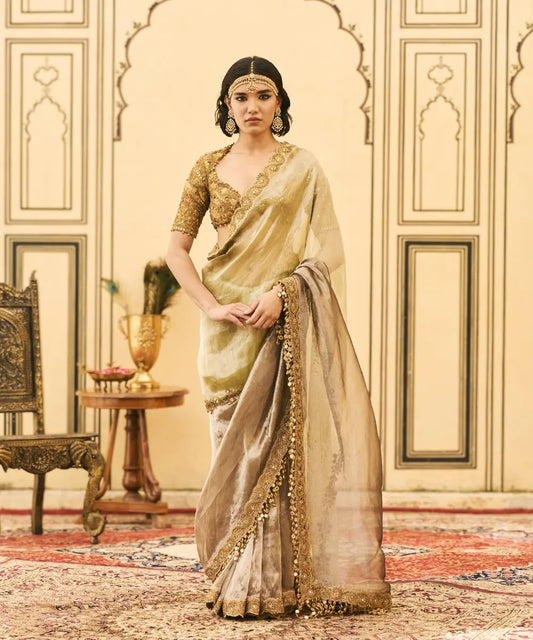Shyama Tissue Zardosi Saree Set