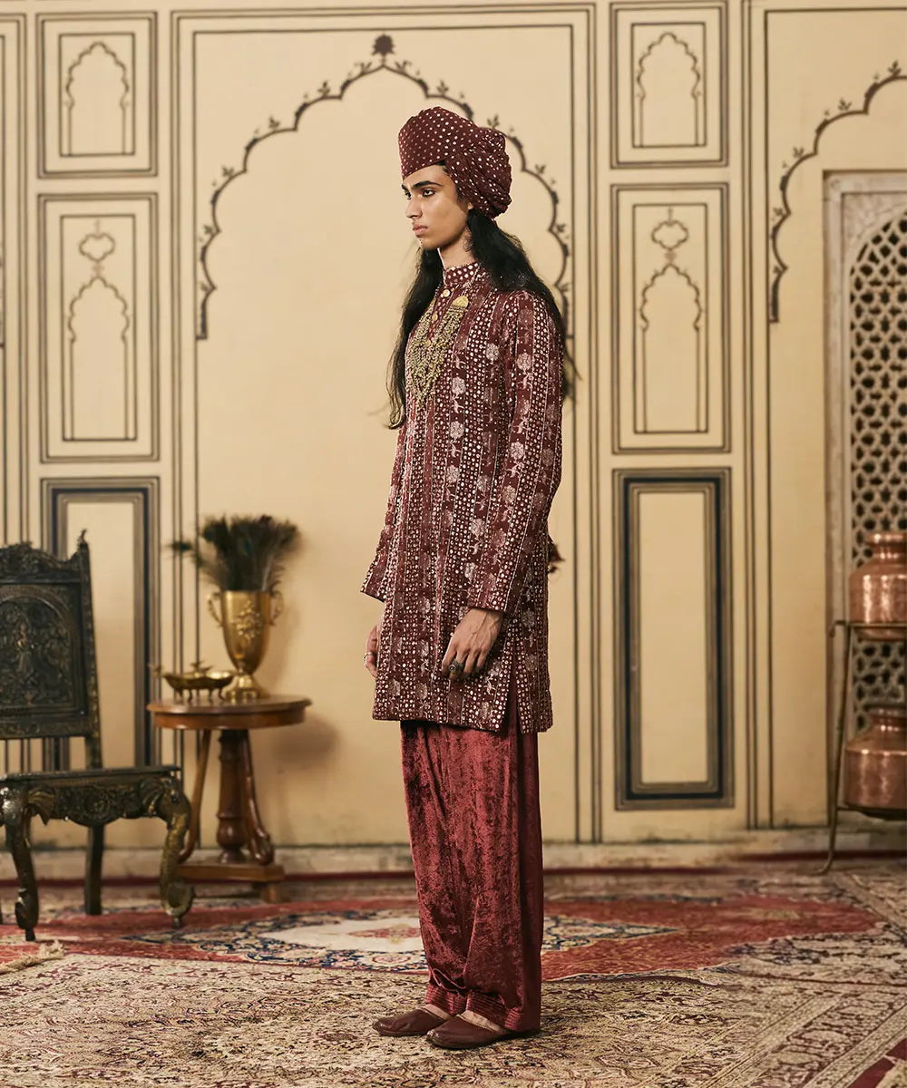 Maroonya Chanderi Brocade Velvet Kurta Set