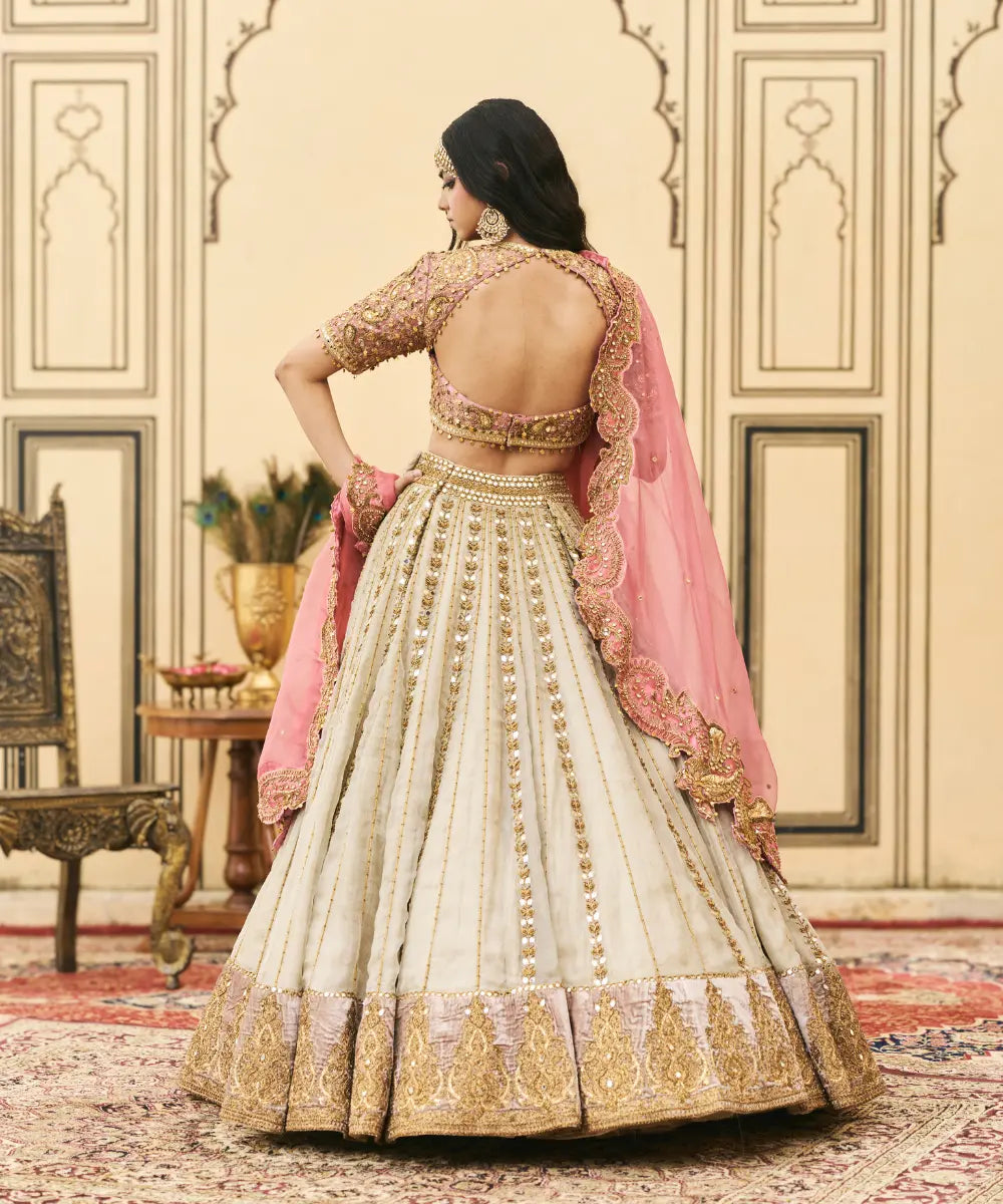 Gulabi-Rajat Tissue Lehenga Set