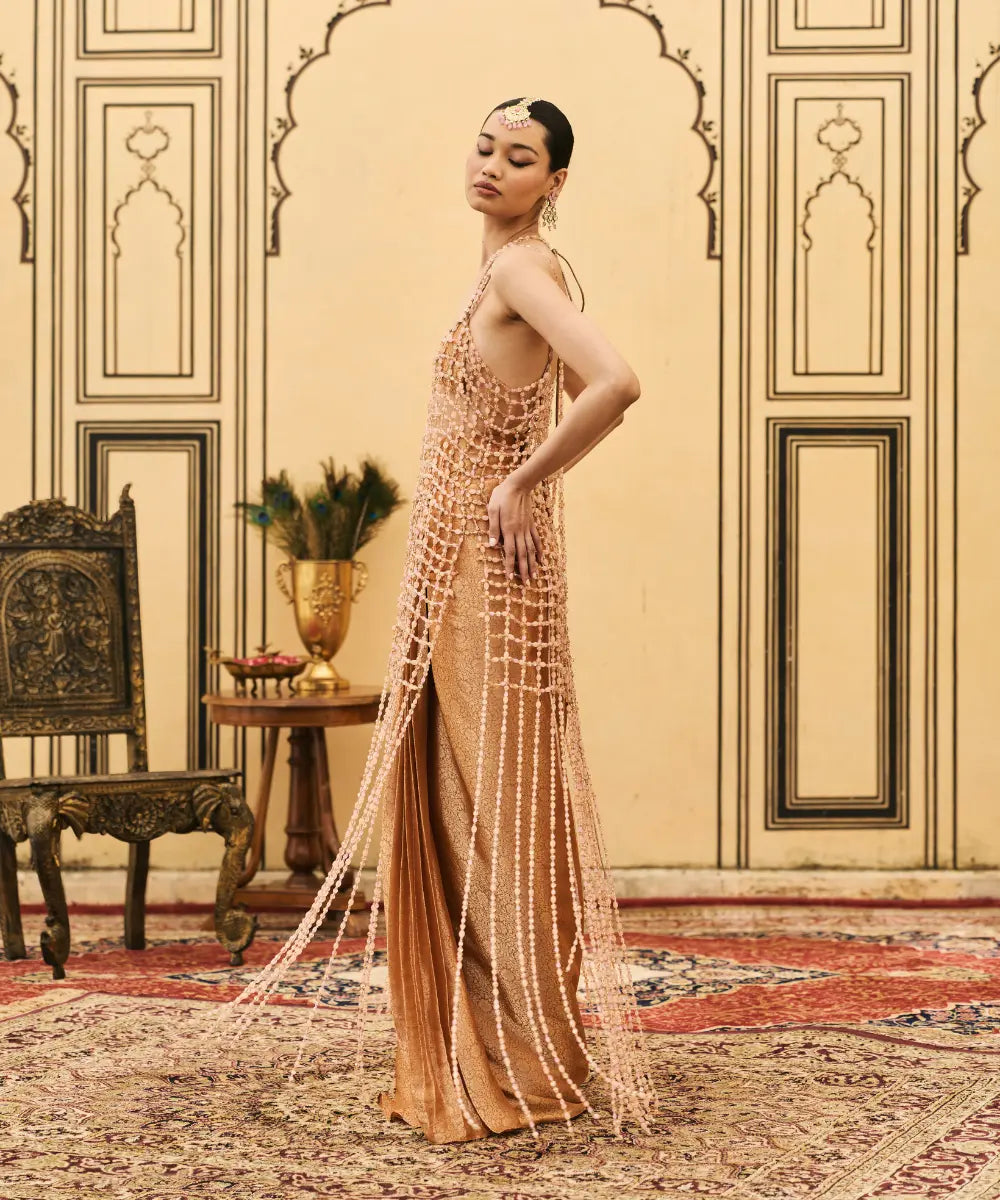 Kesari Tissue Brocade Beads Dress Set