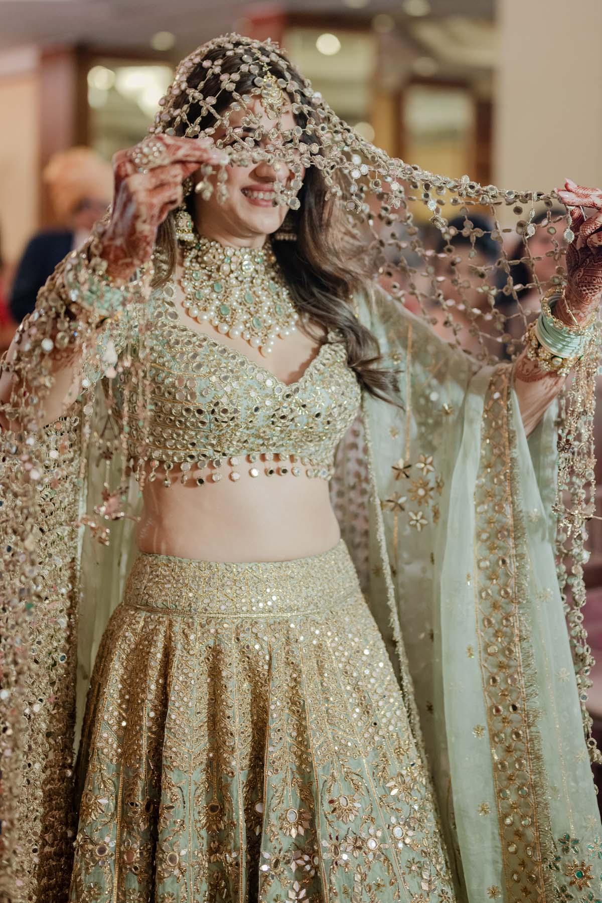 Aakruti Sejpal in Noor Jahan Lehenga ,Veil and sheesh Pushida Veil