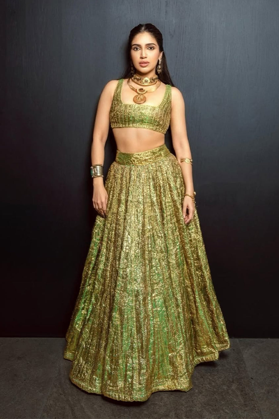 Bhumi Pednekar in Reshm Angoori Lehenga Set