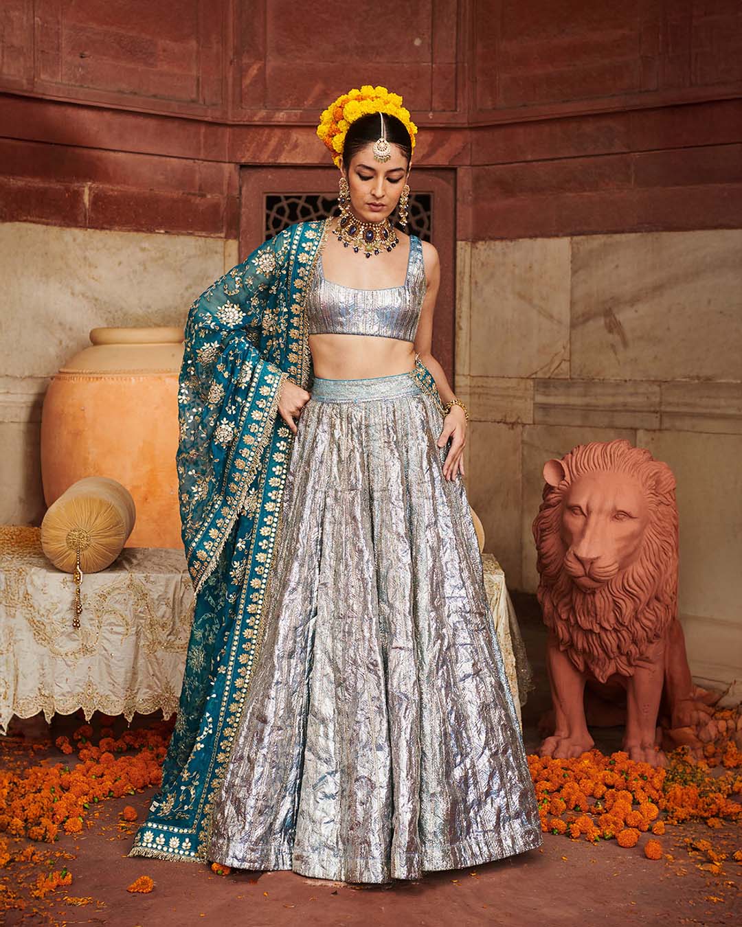 Aasmani Rag Aasmani Lampi Lehenga – ITRH Clothings Pvt. Ltd