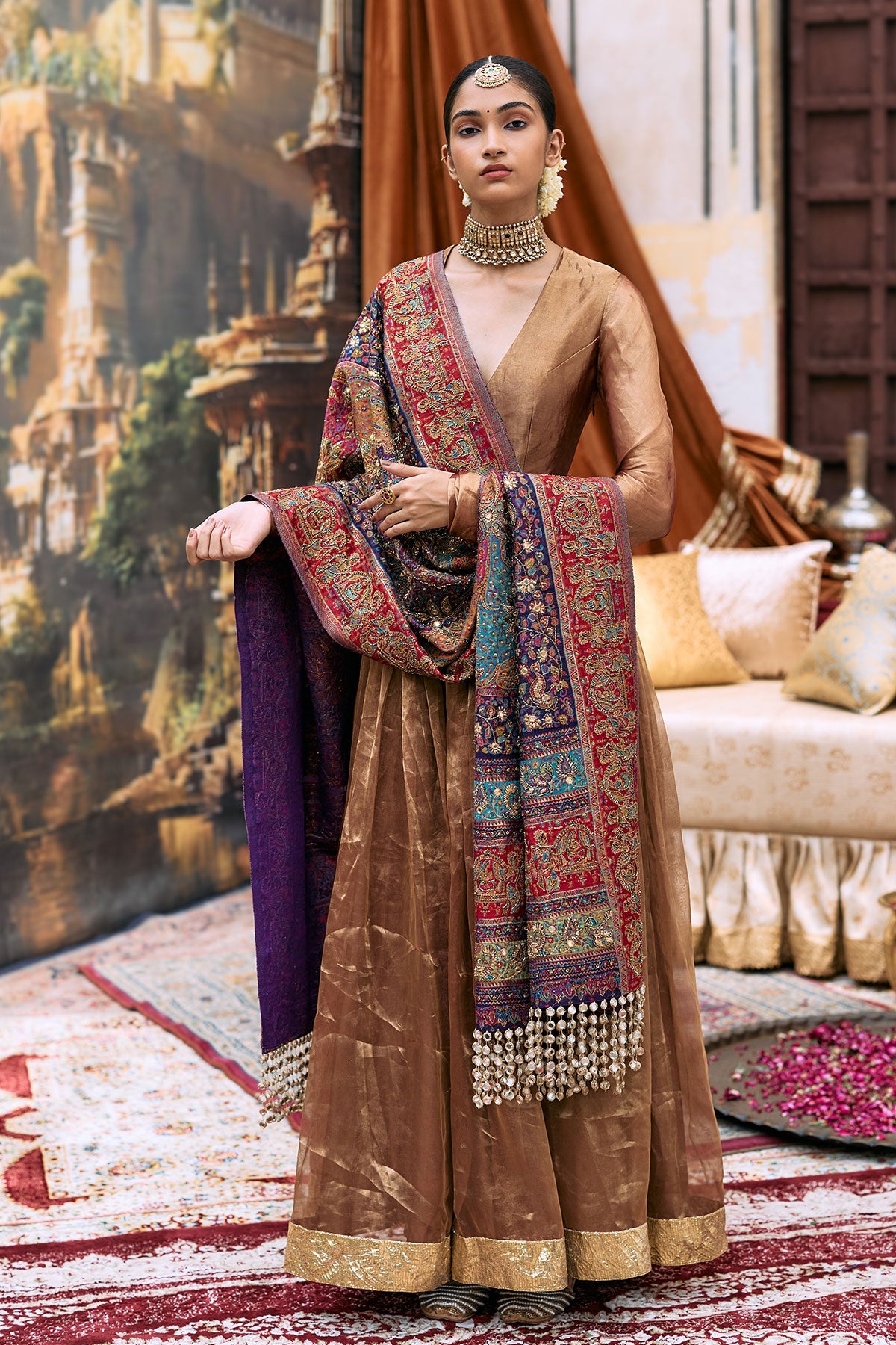 Kanthi Anarkali and Jamawaar Shawl Set