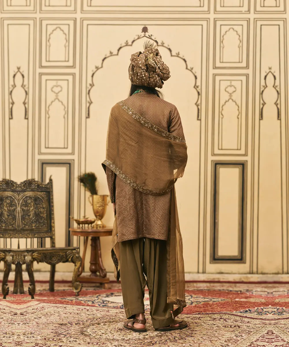 Zaitooni-Bhoora Brocade Angrakha Set