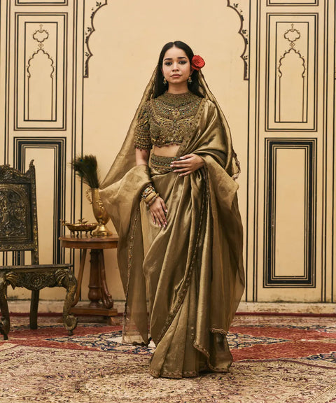 Krishnavarna Jadaau Saree Set