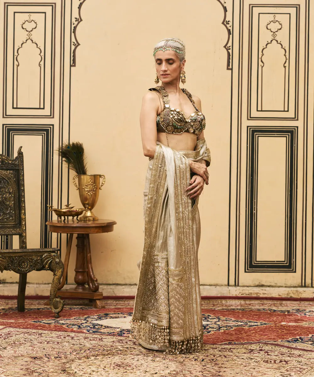 Swarnim Tissue Brocade Metal Saree Set