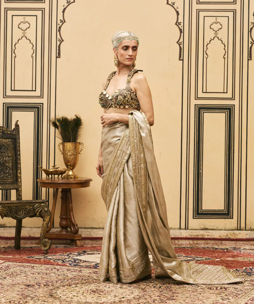Swarnim Tissue Brocade Metal Saree Set