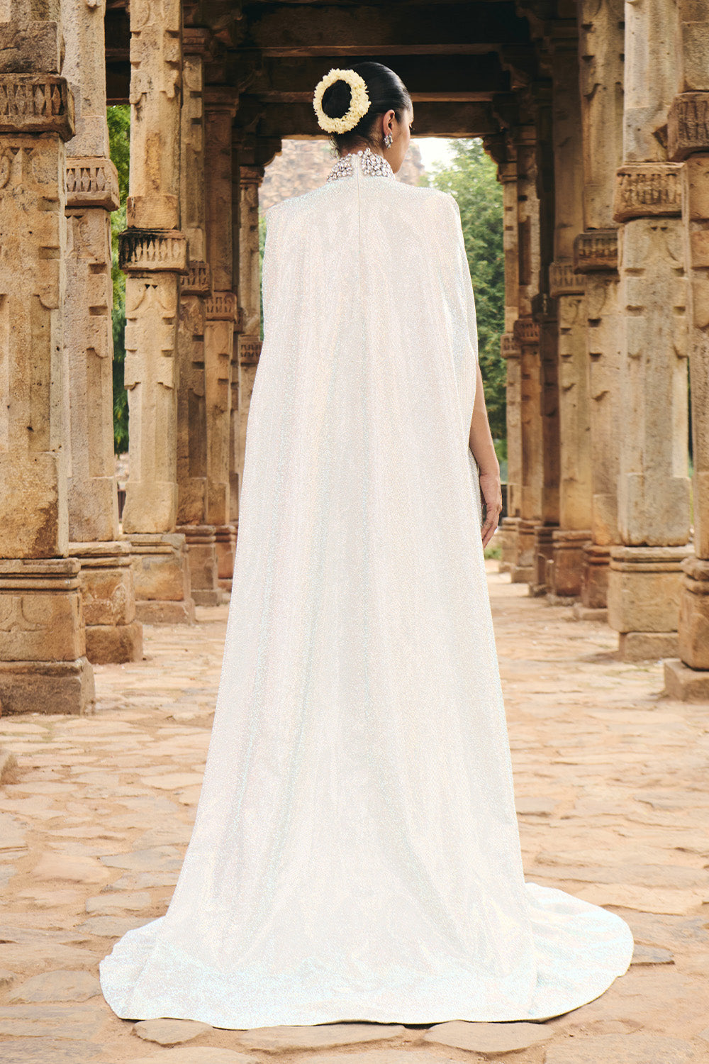 Soma Cascade Silver Stone Dress With White Cape