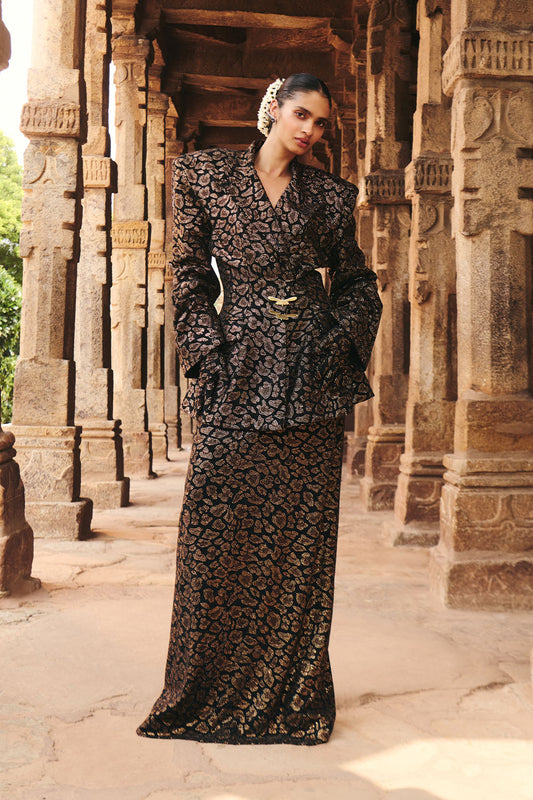 Jagara Leopard Blazer And Long Skirt