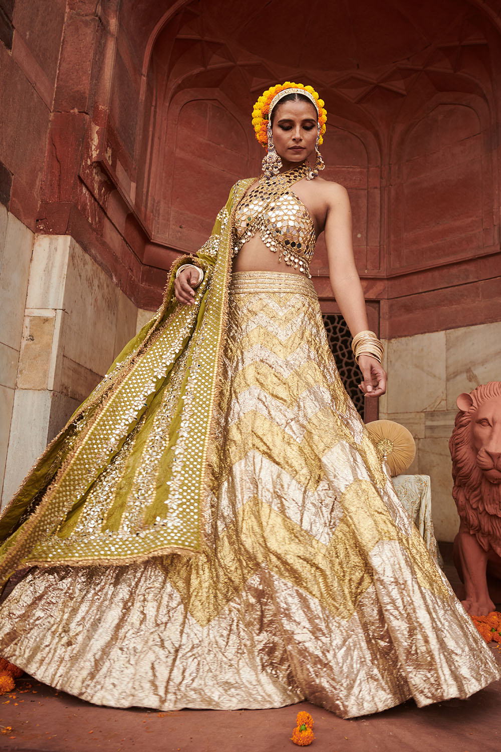 Chandi Sona Chevron Lampi Lehenga