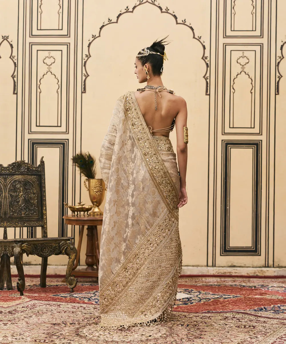 Dhoomra Tissue Brocade Metal Saree Set