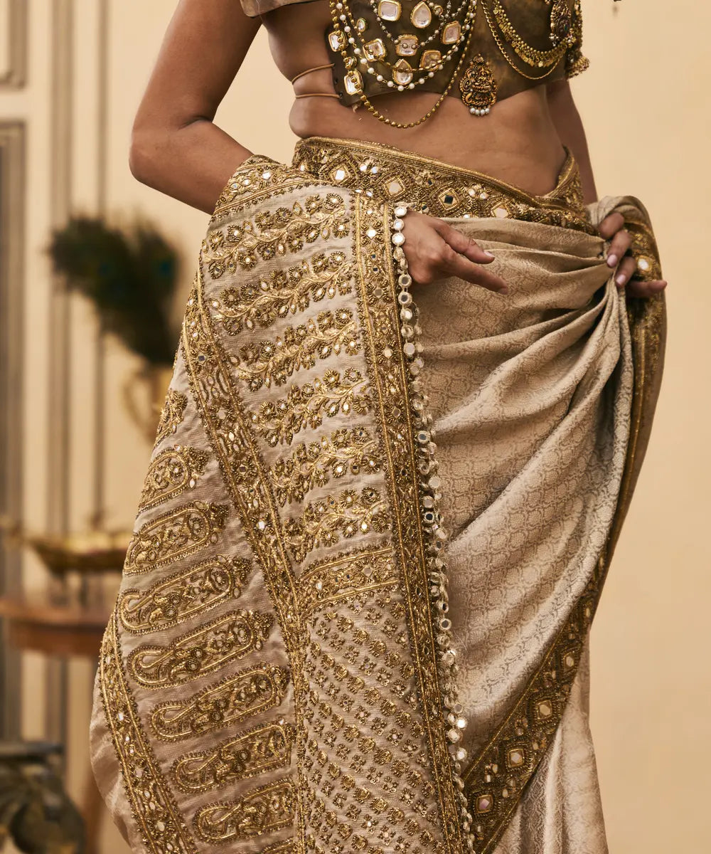 Kansya Tissue Brocade Metal Saree Set