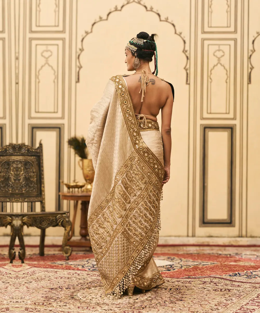 Kansya Tissue Brocade Metal Saree Set