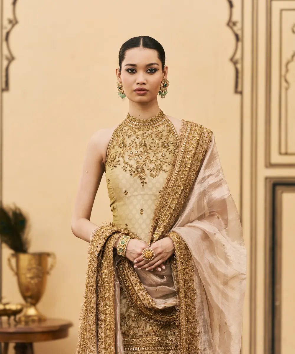 Hariyal Velvet Brocade Farshi Set