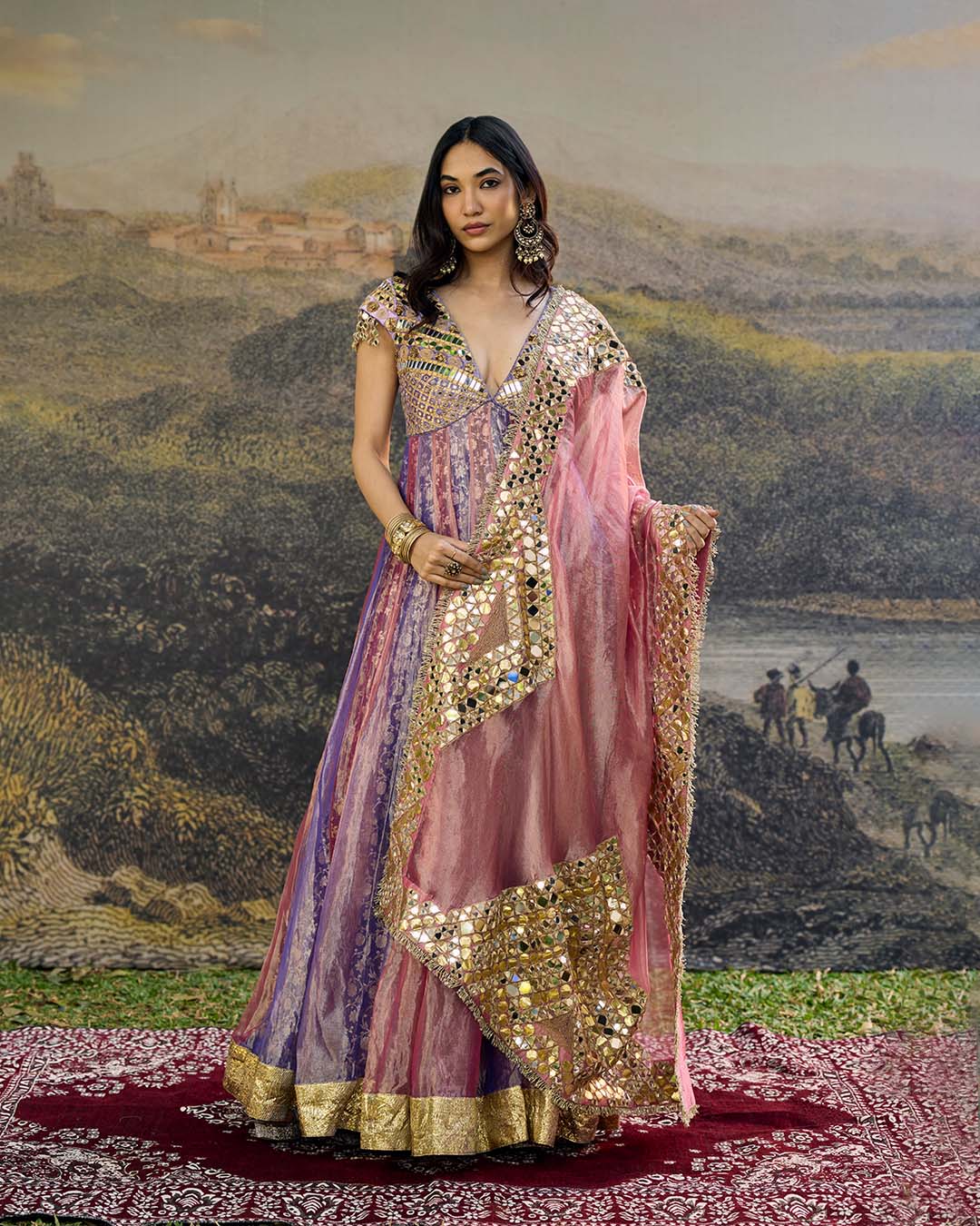 Gulrangi Mirror Anarkali Set