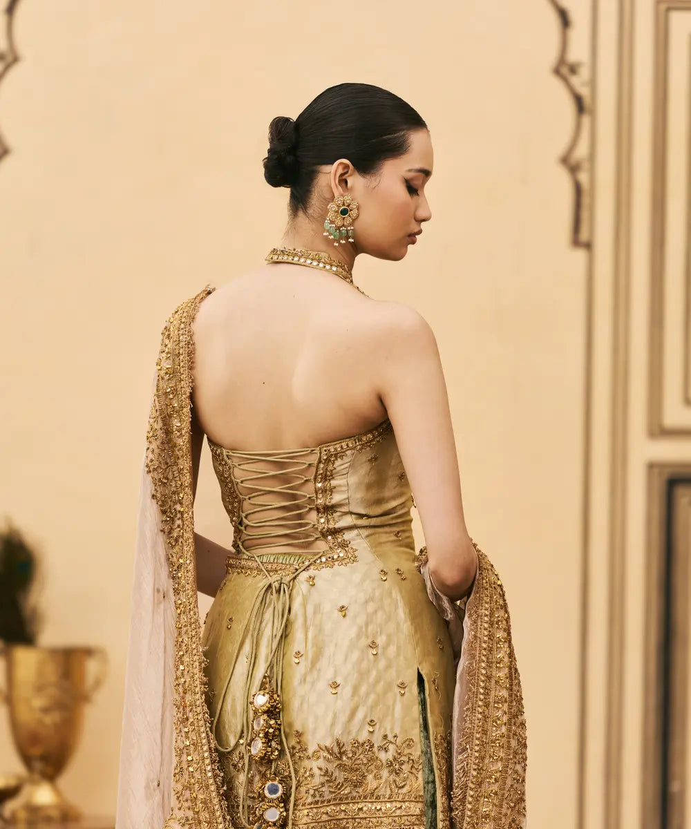 Hariyal Velvet Brocade Farshi Set