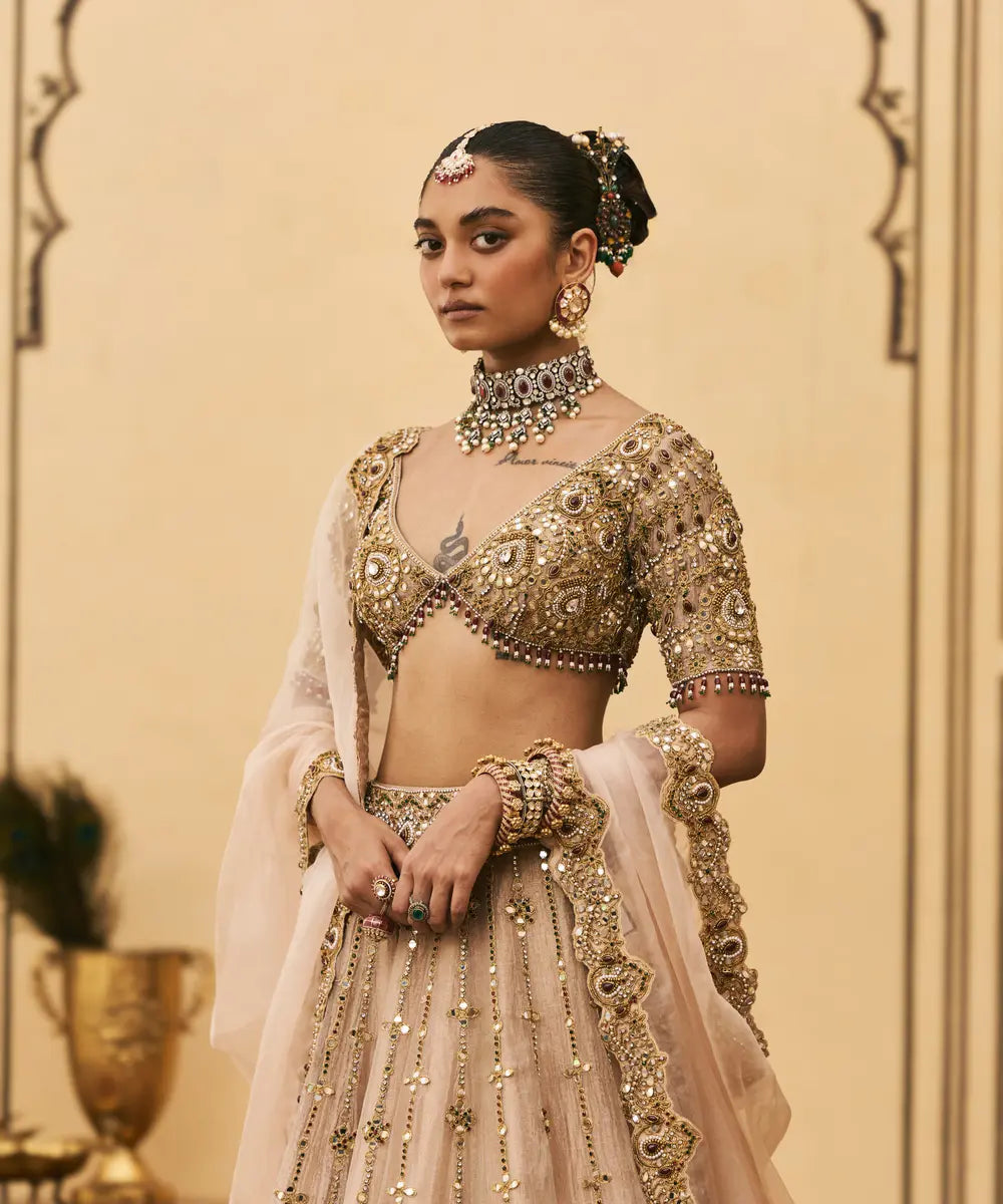 Maang Tika Tissue Lehenga Set